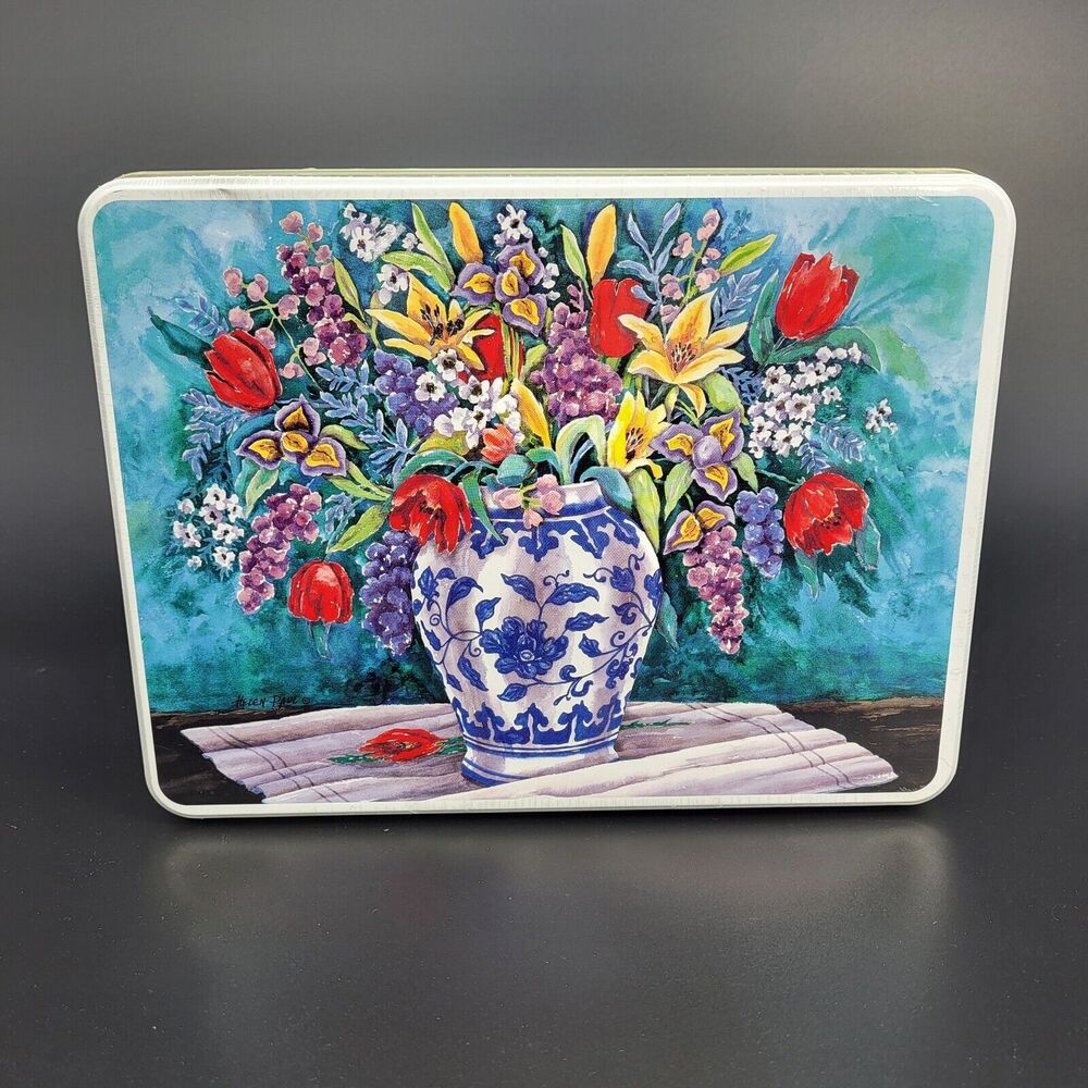 Helen Paul Watercolors Stationary Tin Red Tulips Cards Floral Envelopes New